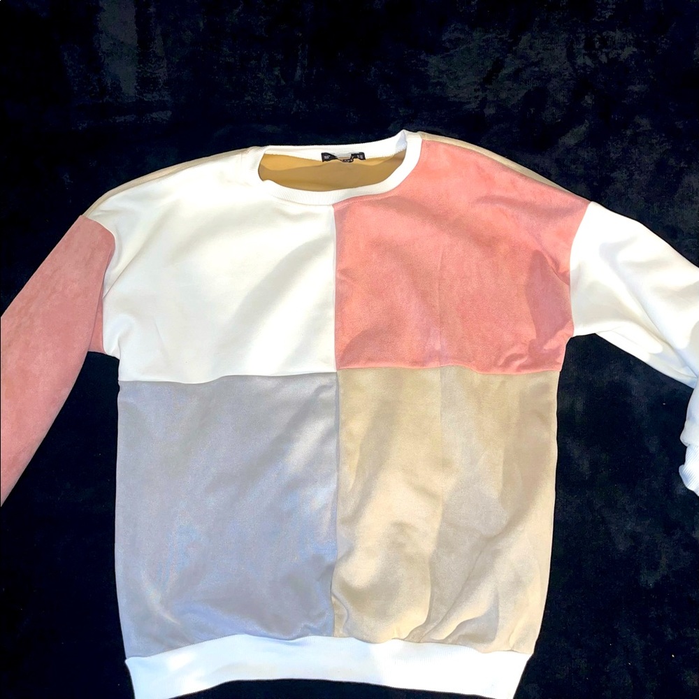 Zaful color block suede sweatshirt